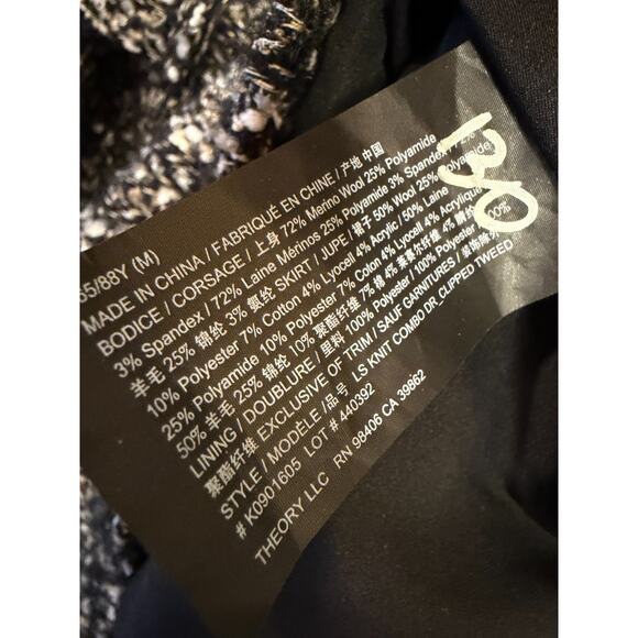 Theory Dress Size MED Classy Chic for Fall/Winter Black Beige Long Sleeve - Picture 3 of 6